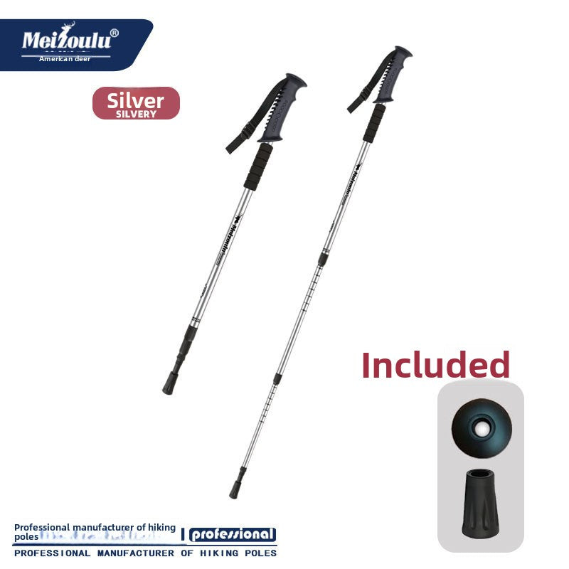 Mountaineering pole Ultra light telescopic folding trekking pole cane cane climbing equipment aluminum alloy