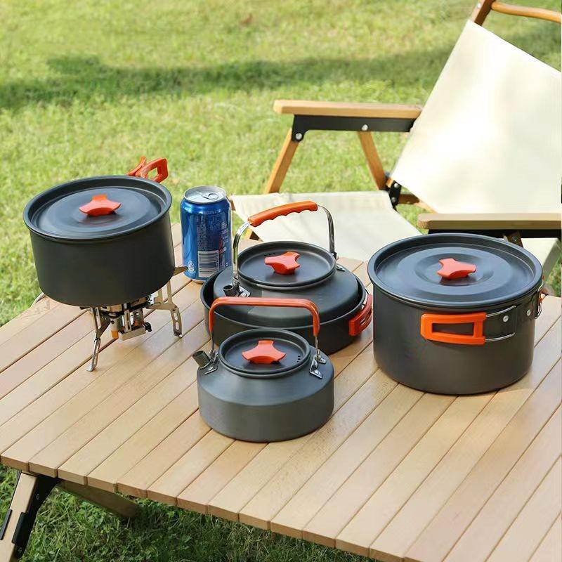 Foldable storage outdoor picnic set pot kettle frying pan soup pot stove storage bag adapter supplies