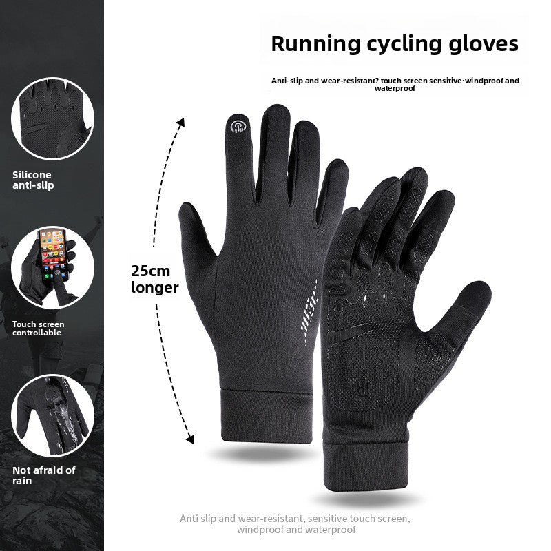 Hiking and hiking gloves cycling thin fleece waterproof non-slip touch screen cycling gloves