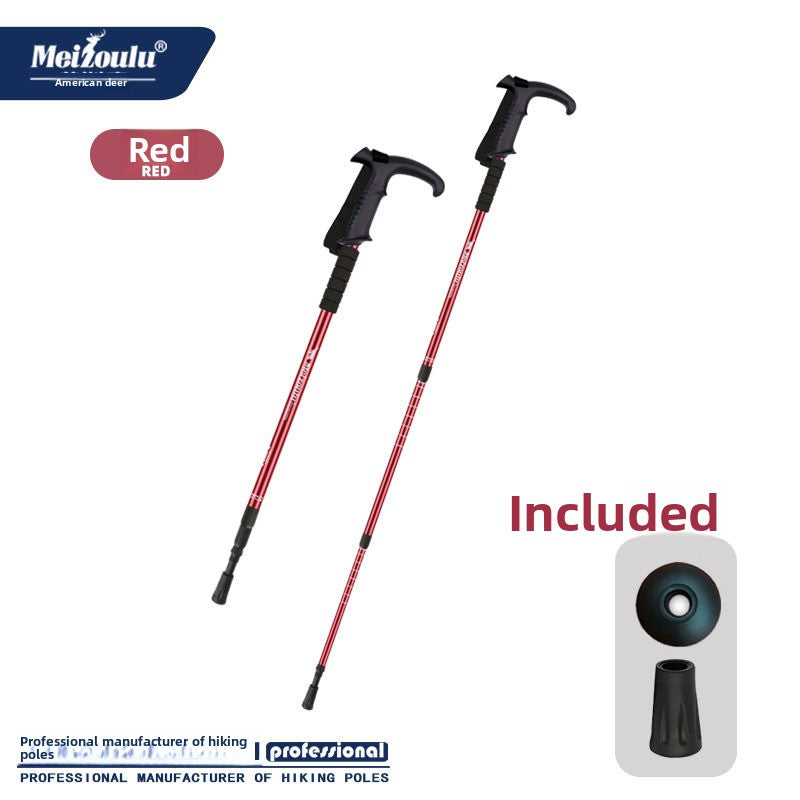 Mountaineering pole Ultra light telescopic folding trekking pole cane cane climbing equipment aluminum alloy