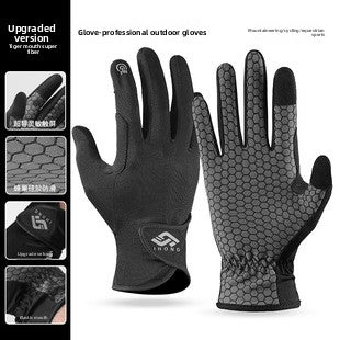 Hiking and hiking gloves cycling thin fleece waterproof non-slip touch screen cycling gloves