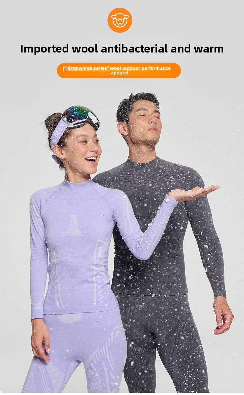 Outdoor mountaineering wool quick-drying underwear set men's and women's perspiration breathable sports function ski quick-drying clothes