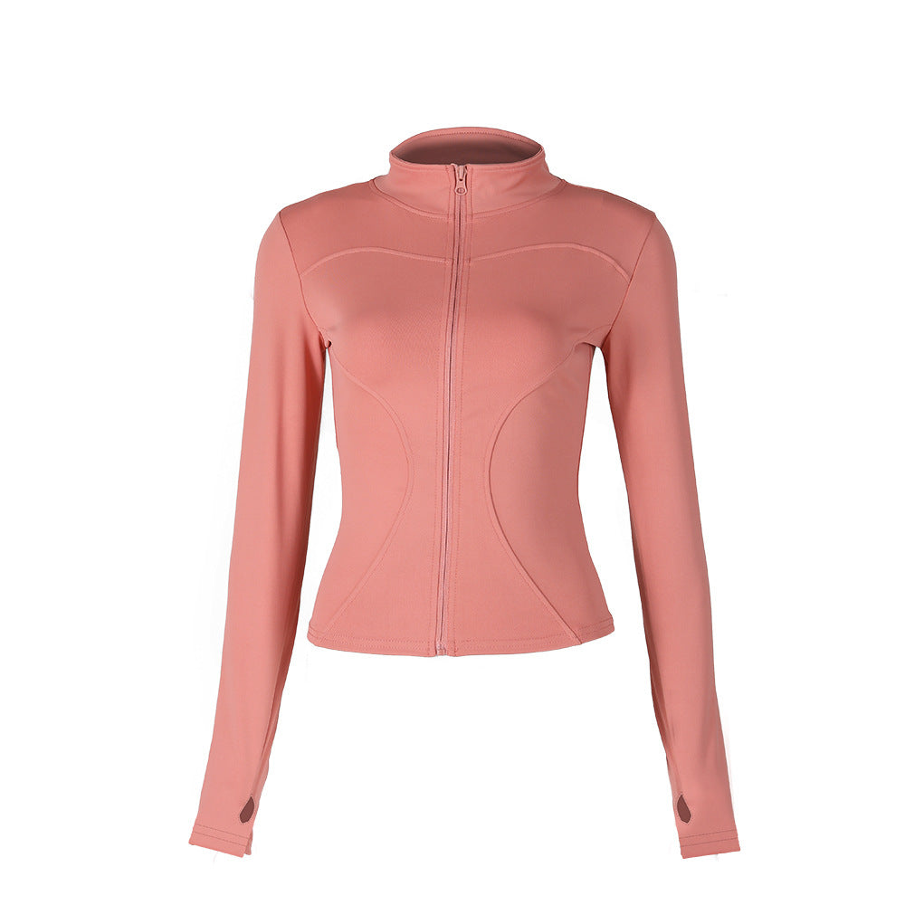 Autumn and winter sports quick-drying sunscreen yoga clothes tight jacket running fitness high elastic breathable long-sleeved women's top