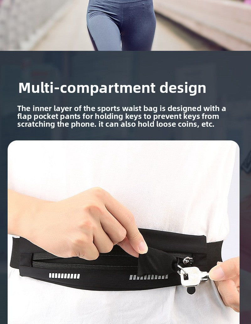 Dot pattern running fanny pack outdoor sports fitness bag waterproof ultra-thin invisible belt multi-function mobile phone bag portable