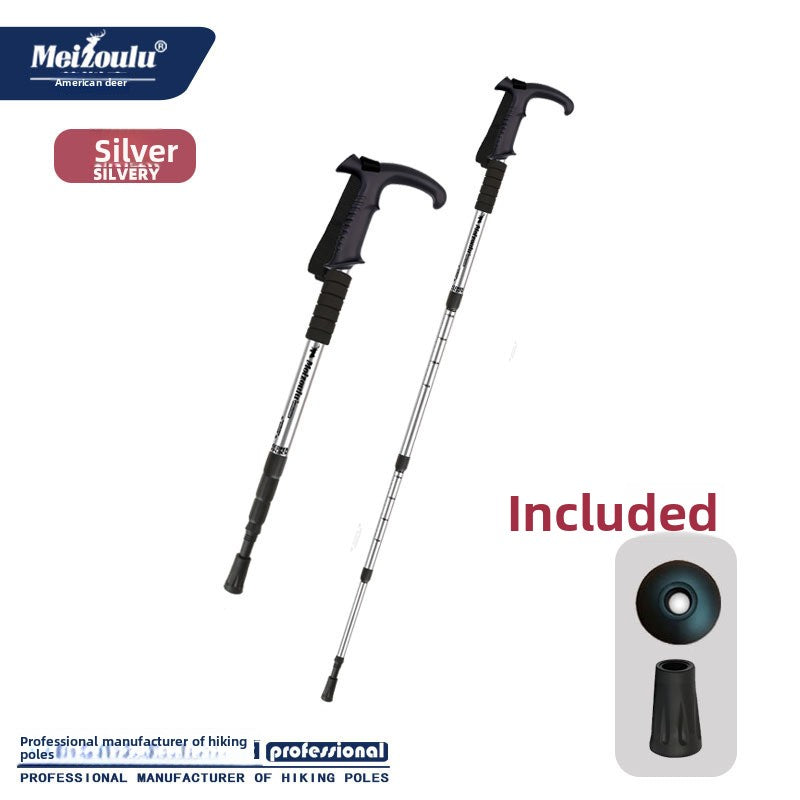 Mountaineering pole Ultra light telescopic folding trekking pole cane cane climbing equipment aluminum alloy