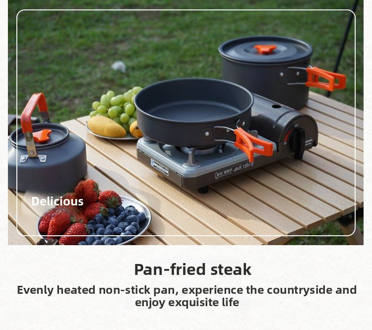 Foldable storage outdoor picnic set pot kettle frying pan soup pot stove storage bag adapter supplies