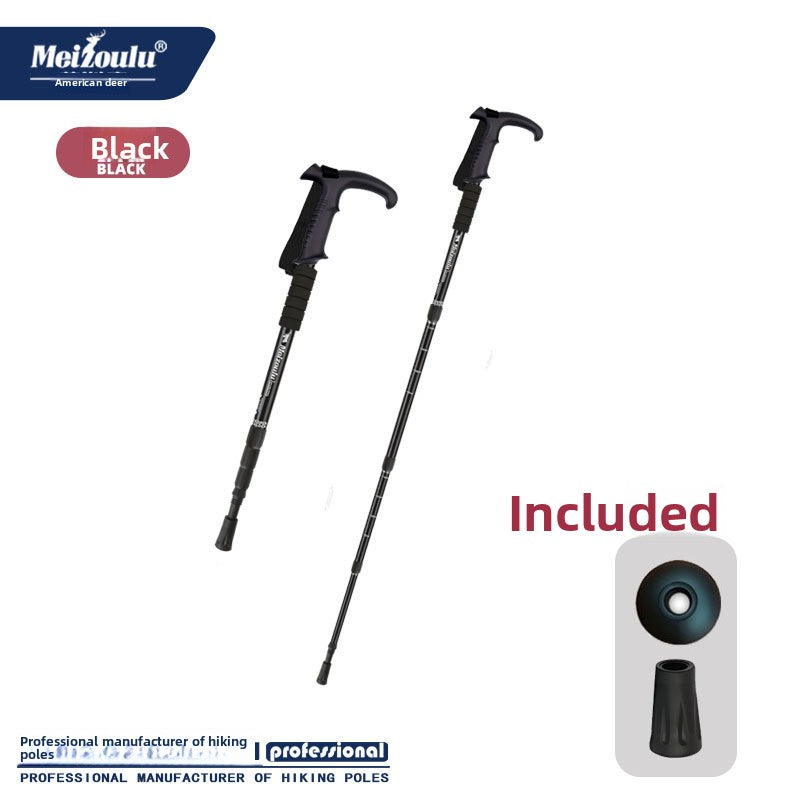 Mountaineering pole Ultra light telescopic folding trekking pole cane cane climbing equipment aluminum alloy