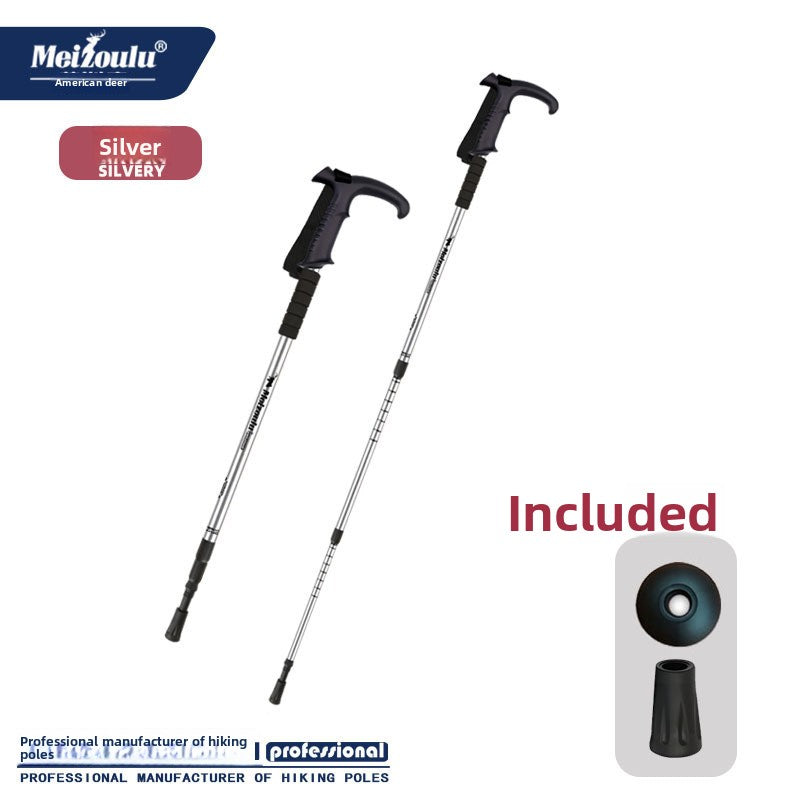 Mountaineering pole Ultra light telescopic folding trekking pole cane cane climbing equipment aluminum alloy