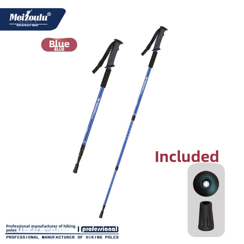 Mountaineering pole Ultra light telescopic folding trekking pole cane cane climbing equipment aluminum alloy