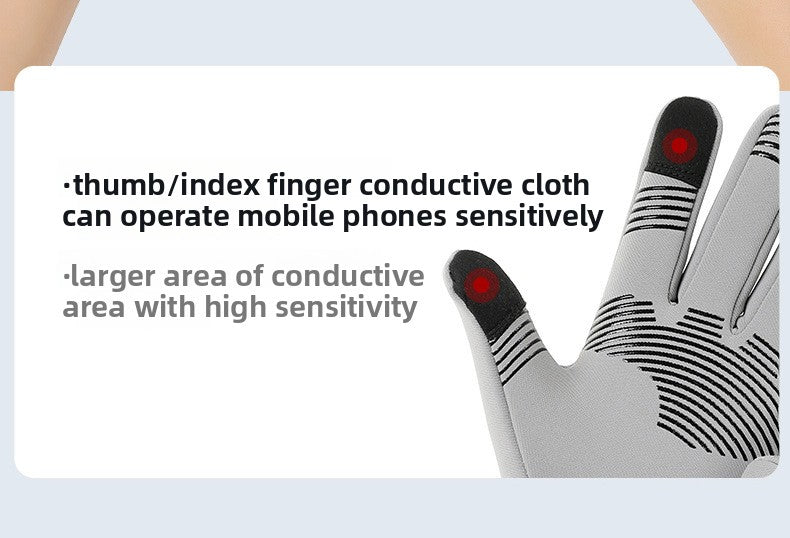 Autumn and winter riding adult gloves long velvet thickened windproof non-slip waterproof touch screen protective sports knob gloves