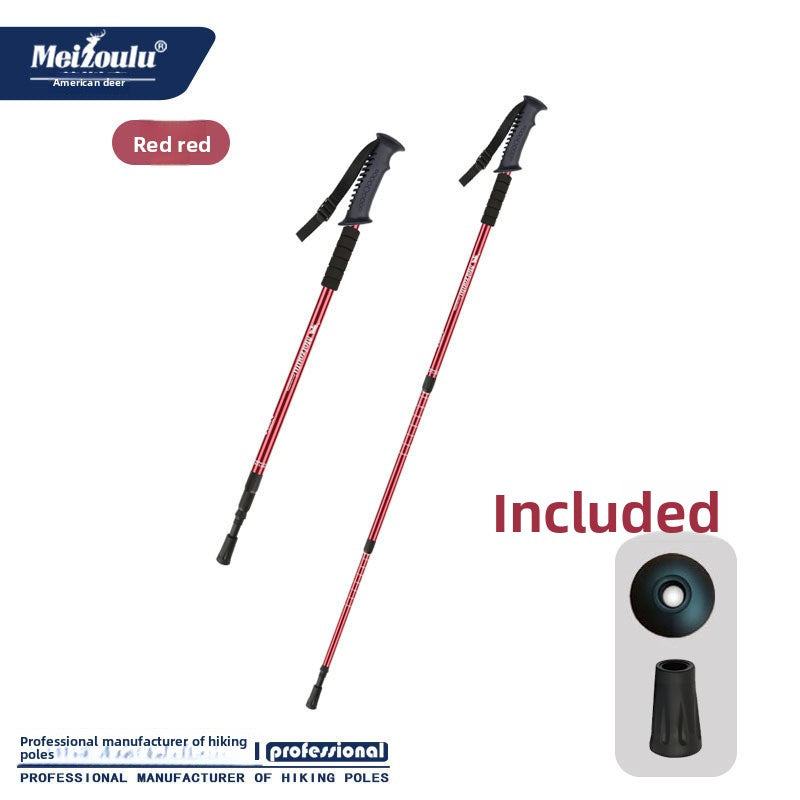 Mountaineering pole Ultra light telescopic folding trekking pole cane cane climbing equipment aluminum alloy