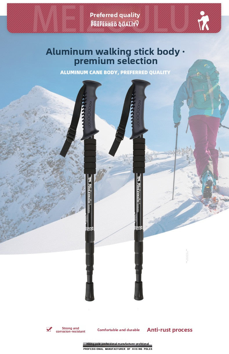 Mountaineering pole Ultra light telescopic folding trekking pole cane cane climbing equipment aluminum alloy