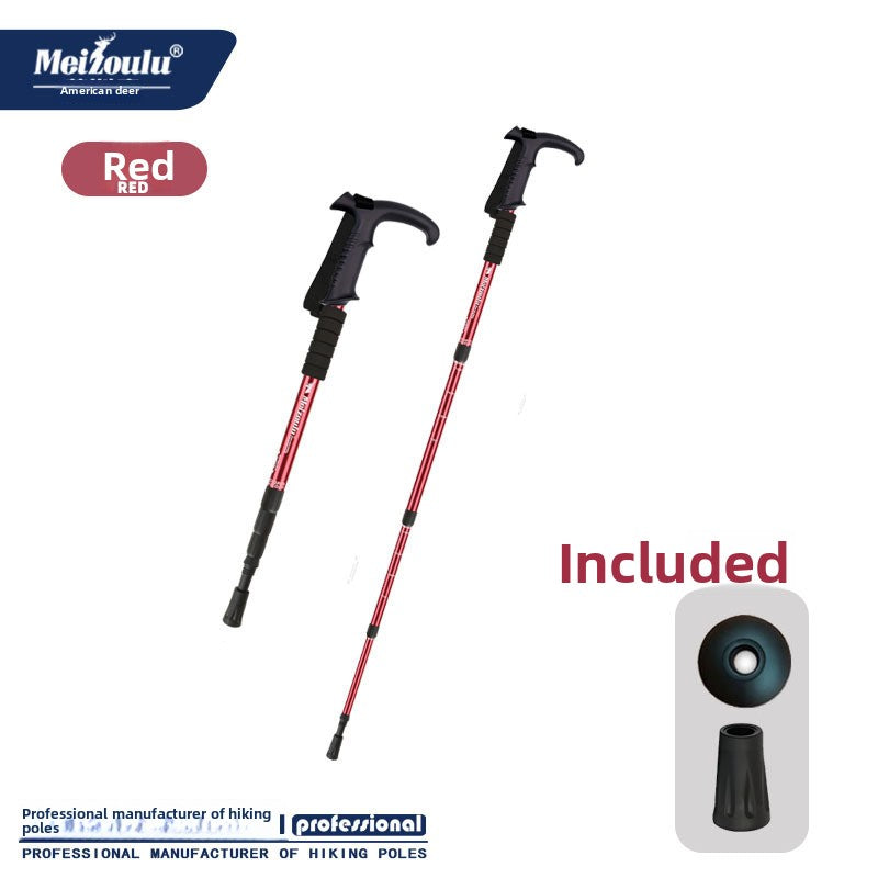 Mountaineering pole Ultra light telescopic folding trekking pole cane cane climbing equipment aluminum alloy
