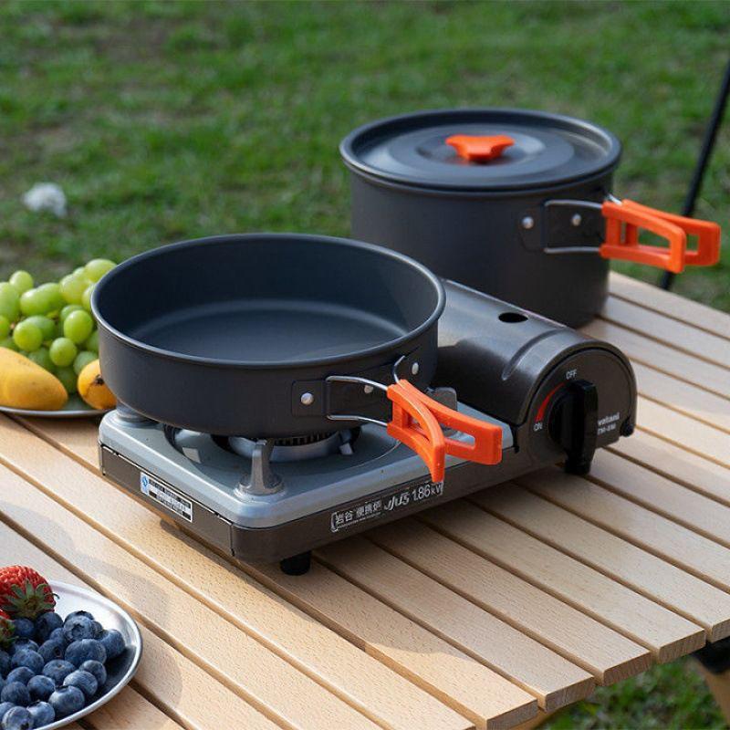 Foldable storage outdoor picnic set pot kettle frying pan soup pot stove storage bag adapter supplies