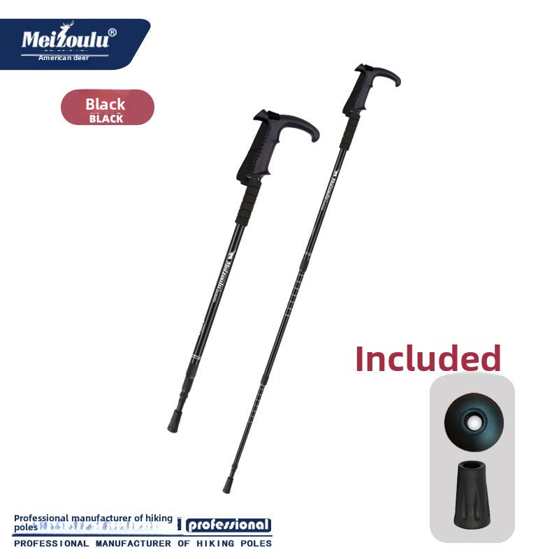 Mountaineering pole Ultra light telescopic folding trekking pole cane cane climbing equipment aluminum alloy