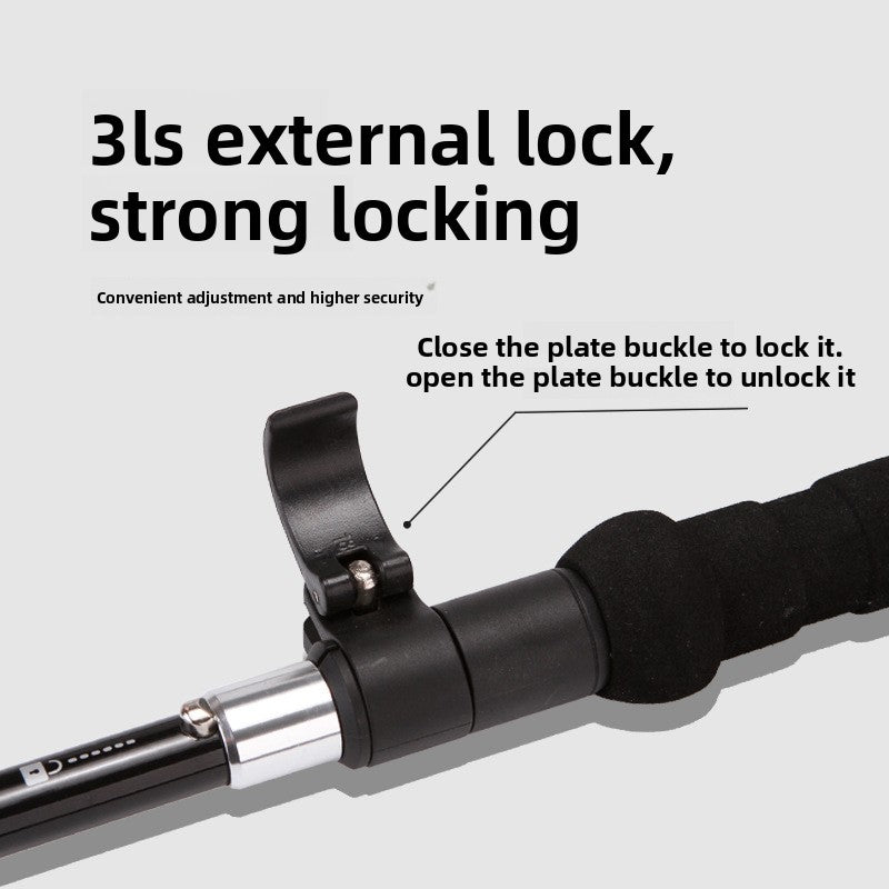 Cork handle aluminum alloy folding cane professional outdoor hiking cane sweat-absorbing non-slip outer lock portable stick