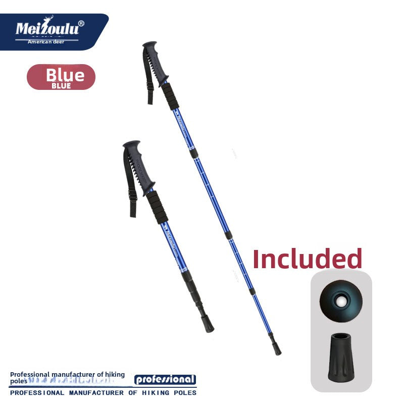 Mountaineering pole Ultra light telescopic folding trekking pole cane cane climbing equipment aluminum alloy